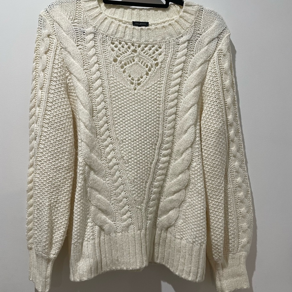 Talbots Ivory Cable Knit Sweater